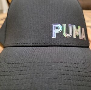 EUC•PUMA Adult Golf Cap Adjustable Buckle Sportswear Silver Logo•Black•Unisex